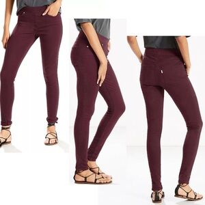 LEVI'S maroon burgundy shaping pull-on super skinny leggings pants Sz 10